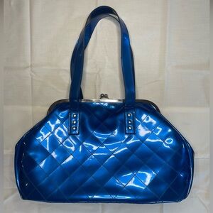 Lux de Ville Shiny Blue Quilted Shoulder Bag
